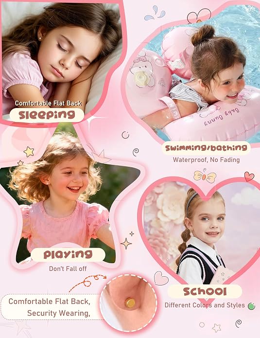 YADOCA 11 Pairs Hypoallergenic Earrings for Girls Women Surgical Steel Flat Back Stud Earrings Dangle Huggie Hoop Cute Heart Butterfly Flower Strawberry Screwback Earring Set Toddler Jewelry Gift
