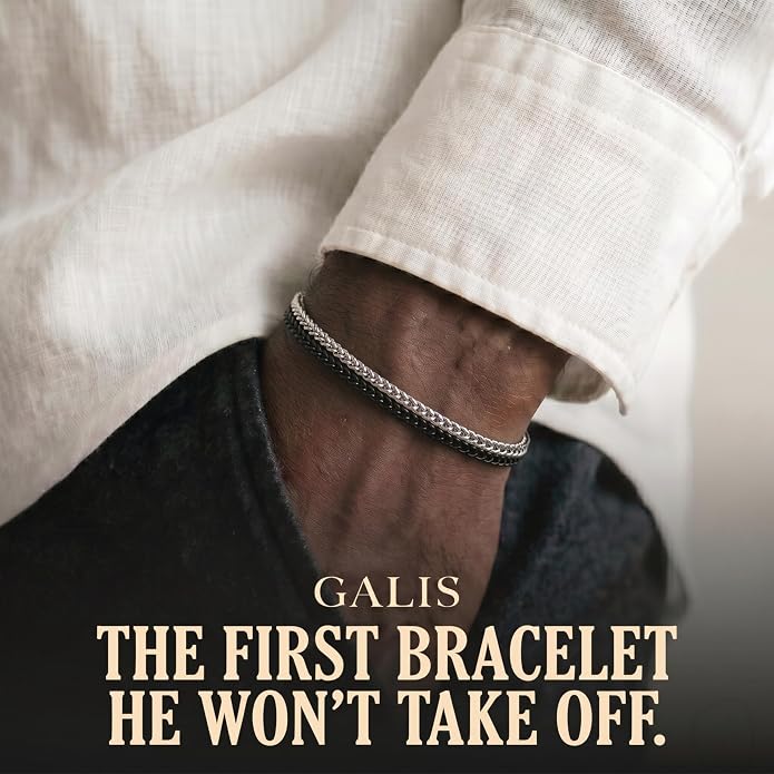 Galis Mens Bracelet - Stainless Steel, Non Tarnish Rope Chain Bracelets, Stylish Fathers Day Gift for Dad, Husband, Boyfriend.