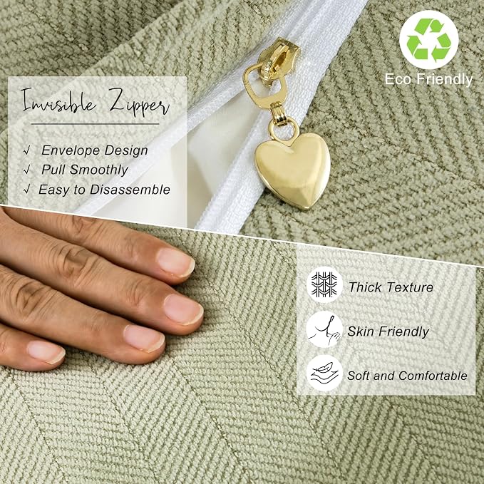 ZWJD Sage Green Pillow Covers 22x22 Set of 2 Chenille Throw Pillow Covers with Elegant Design Soft and Luxurious Decorative Throw Pillows for Couch, Bed, and Home Decor