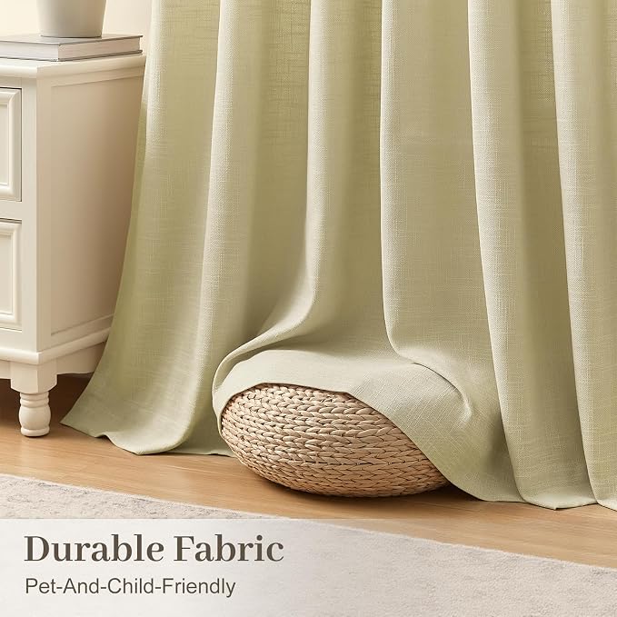 IVAPUPU Pinch Pleated Linen Curtains 102 Inches Long 2 Panels for Living Room, Light Filtering Pleat Sheer Curtain with Hooks Rings Back Tab Drapes for Bedroom Dining Room, 40Wx102L, Grey Beige