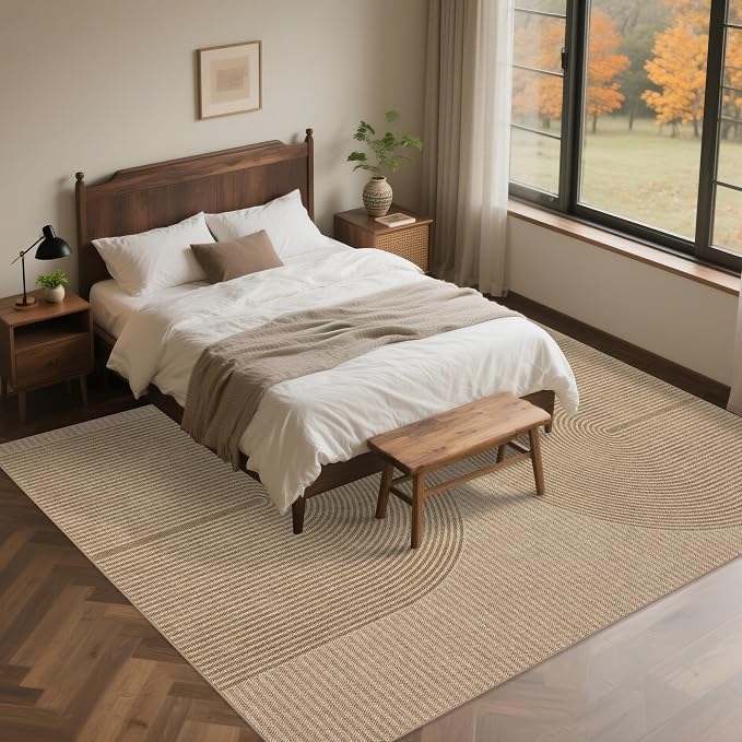 Easy Jute Rug for Pet Homes: 8x10 Outdoor Rug - Geometric Arch Pattern | Washable Design Cuts Your Cleaning Time by 75% and Maintain Shape and Texture after 50 Washes