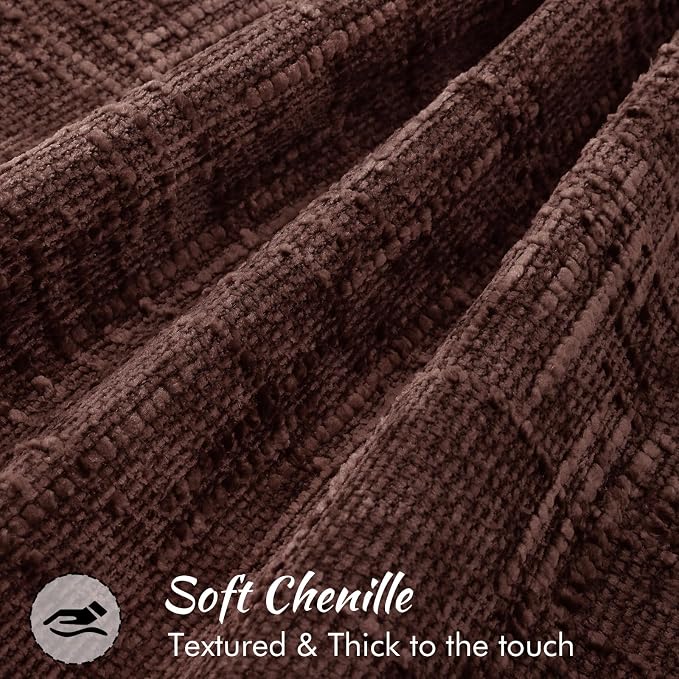 decorUhome Chenille Decorative Throw Pillow Covers 22x22 Set of 2,Brown | Soft Texture, Slubby Modern Design, Flange Edges, Cozy Accent Pillow Covers for Couch, Sofa, Bed, Living Room