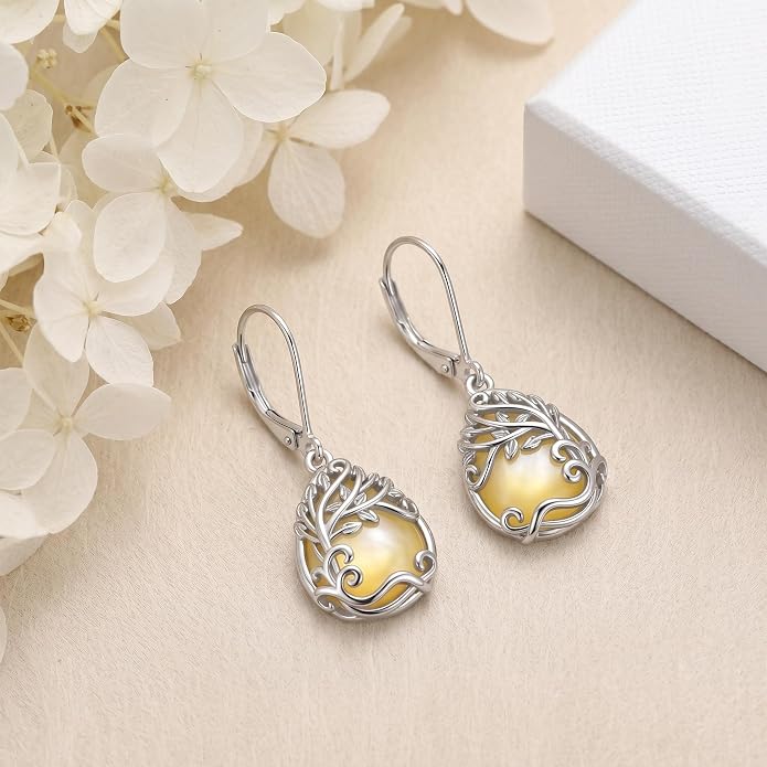 Teardrop Tree of Life/Filigree Earrings for Women Dangle Leverback Earrings Jewelry Gift Anniversary For Her