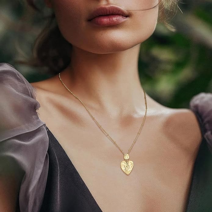 Miss mimi CZ Pendant Necklace, Golden Yellow Princess Cut or Crescent Moon, 18K Gold Plated, Adjustable 16” or 18 + 2”in Chain, Celestial & November Birthstone Citrine Style