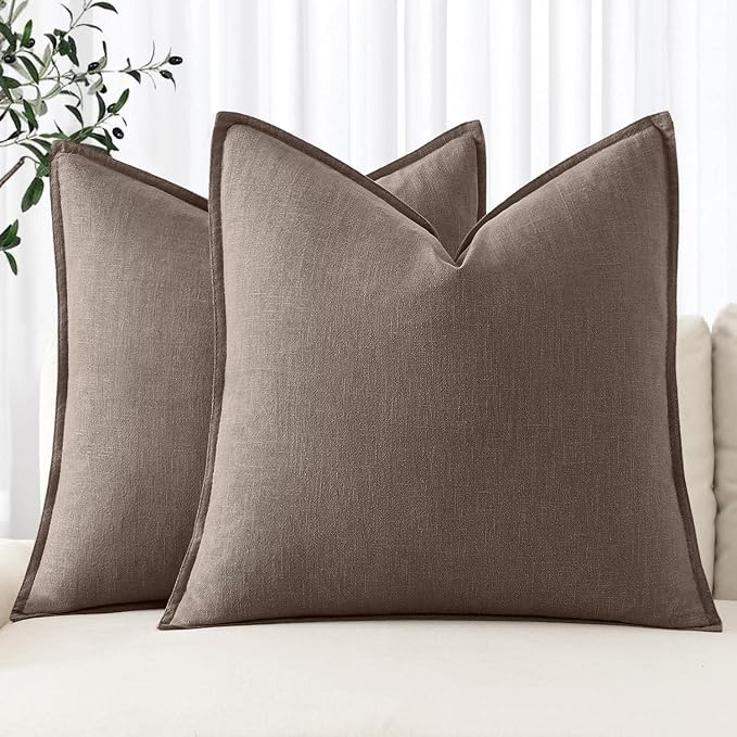 MIULEE Decorative Linen Pillow Covers 20x20 Inch Malt Ball | Boho Farmhouse Fall Autumn Couch Throw Pillows for Bed, Pack of 2 Accent Modern Pillowcases, Sofa Livingroom Home Decor