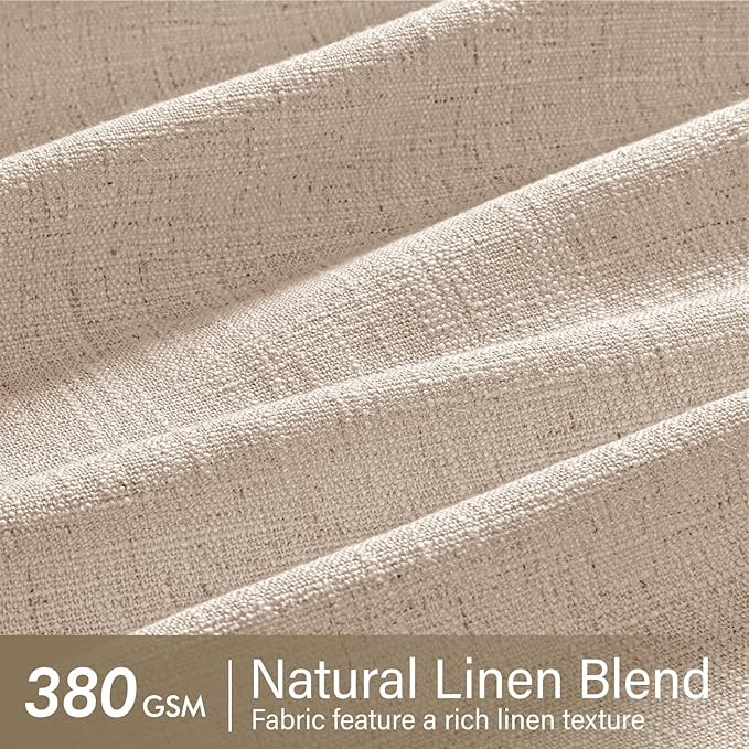MIULEE Pinch Pleated Thick Linen Curtains 102 Inches Long 2 Panels for Living Room Bedroom, Linen Textured Drapes Pleat Back Tab Memory Trained Light Filtering Sand Beige Window Curtains with Hooks