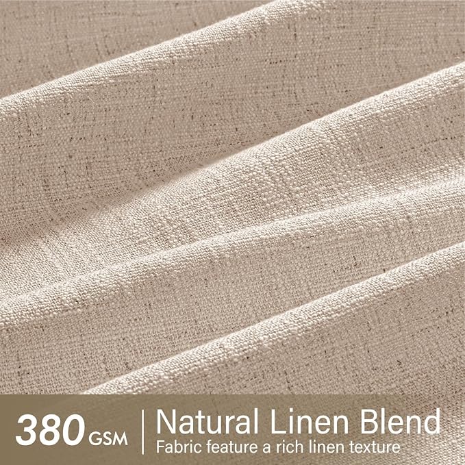 MIULEE Pinch Pleated Thick Linen Curtains 108 Inches Length 2 Panels for Living Room Bedroom, Extra Long Memory Trained Pinch Pleat Drapes Light Filtering Sand Beige Foor to Ceiling Curtains