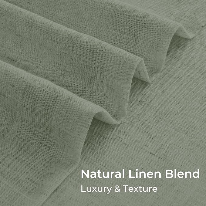CAPALOCA Pinch Pleated Curtains Blackout, Linen Blackout Curtains 90 inches Long 2 Panels Set for Bedroom, Thermal Insulated Pinch Pleated Drapes for Living Room, 40"W x 90"L (Pack of 2), Light Sage