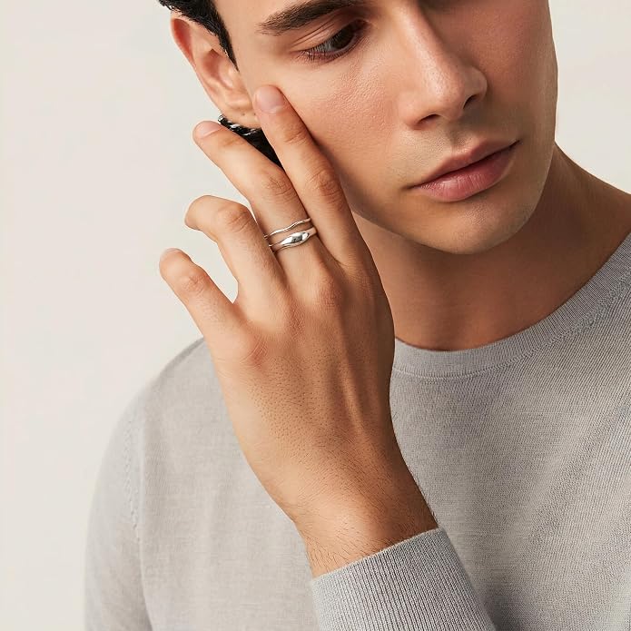 Gold Rings for Women Men Non Tarnish, Waterproof Chunky 14K Gold Plated Dainty Stackable Rings Trendy Statement Pinky Thumb Rings Engagement Eternity Wedding Band Ring Stacking Gold Jewelry Size 3 4 5 6 7 8 9 10 11