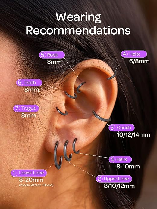 ChicSilver 925 Sterling Silver Huggie Hoop Earrings Small Hoop Earrings for Women Hypoallergenic Silver Huggie Earring Cartilage Earrings for Women (6/8/10/12/14/16/18/20MM)