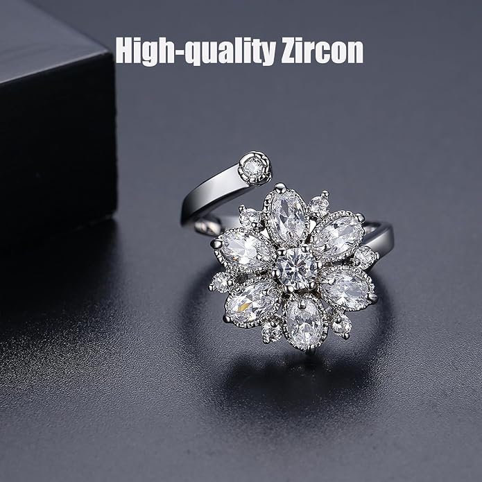 18K Gold Plated Rings for Women and Teen Girls Non Tarnish Cubic Zirconia Fidget Ring Butterfly/Snake/Mesh/Cross/Crown Knuckle Ring Open Adjustable Statement Stacking Chunky Rings