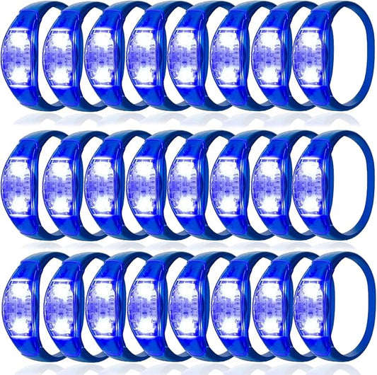 24 Pcs LED Glow Bracelets Sound Activated Led Flashing Bracelet Music Control Light Up Bracelets,Glow in The Dark Party Supplies For Birthday Carnival Concerts Night Events Christmas Gift (blue)