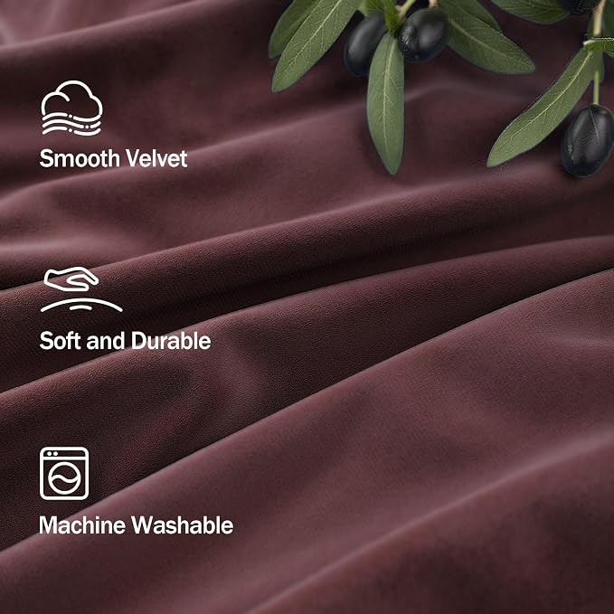 Ruby Wine Velvet Curtains 84 Inch Length for Living Room 2 Panels Back Tab Pocket Luxury Drapes Thermal Insulated Darkening Curtain for Girls Bedroom Vintage Victorian Decor Dark Purple Red 52x84 Long