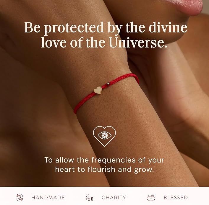 KARMA AND LUCK Adjustable Red String Bracelet, 18K Charm for Women, Handmade in Bali for Luck & Success