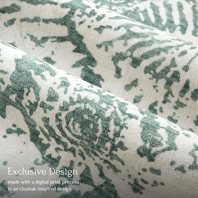 BLISSA Green White Living Room Rug - 8x10 Soft Washable Bedroom Area Rug Non-Slip Low-Pile Modern Contemporary Abstract Rugs for Living Room Bedroom Dining Room Under Table Nursery Foyer Large Carpet
