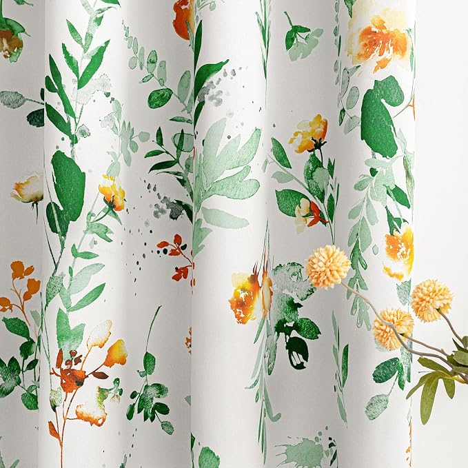 MYSKY HOME Sage Green Floral Blackout Extra Long Curtains 95 inch Length 2 Panels for Living/Dining Room- Flower Patterned Room Darkening Light Blocking Grommet Window Drapes, 52" W Each Panel