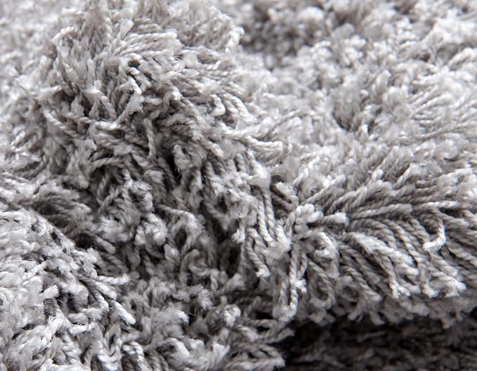Unique Loom Solid Shag Collection Area Rug (5' 1" Square, Cloud Gray)