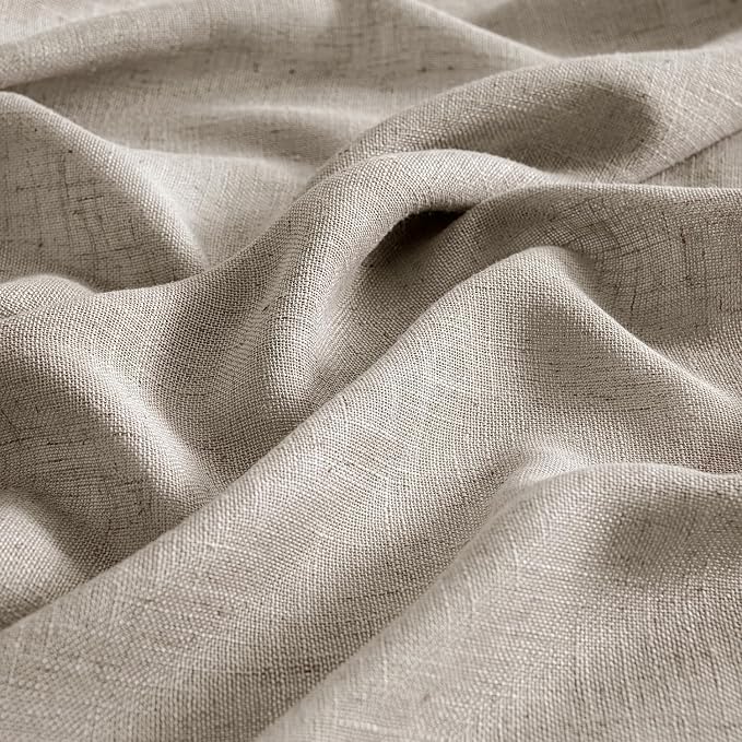 MIULEE Burlywood Birch Linen Curtains 84 Inch Length 2 Panels for Bedroom Living Room, Soft Linen Textured Window Drapes Semi Sheer Light Filtering Back Tab Rod Pocket Farmhouse Burlap Look Decor