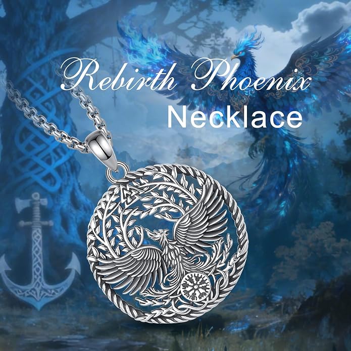 925 Sterling Silver Viking Wolf Mjolnir Necklace for Men Women, Viking Runes Wolf Tooth Witch Celtic Knot Amulet Protection Pendant Nordic Norse Mythology Jewelry Gift for Men Women