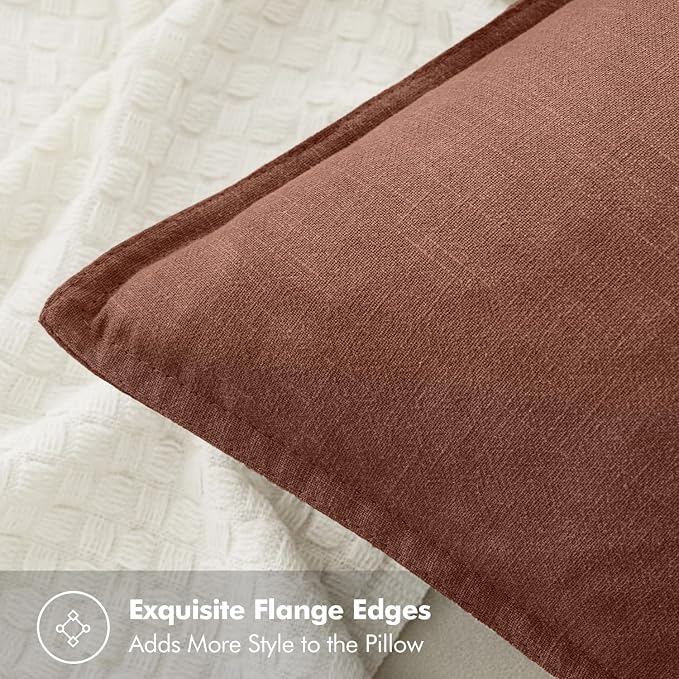 MIULEE Decorative Linen Pillow Covers 20x20 Inch Autumn Glaze | Boho Farmhouse Fall Autumn Couch Throw Pillows for Bed, Pack of 2 Accent Modern Pillowcases, Sofa Livingroom Home Decor