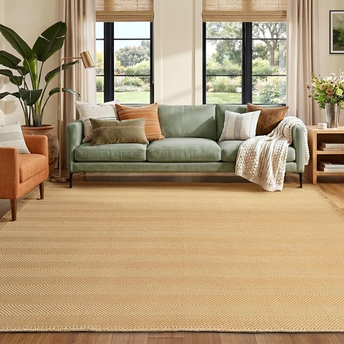 8x10 Washable Boho Area Rug with Tassels for Living Room Red Beige | Vacuum Friendly, Machine Washable, Non-Slip Rug, Modern Farmhouse Neutral Decor Carpet, Bedroom Dining Room Office Kitchen