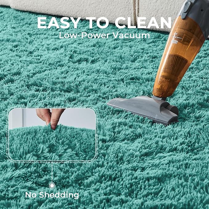 OPPODREAM 9x12 Teal Rugs for Bedroom, Ultra-Soft Fluffy Area Rugs for Living Room, 9 x 12 Shag Carpet for Nursery, Kids, Girl, Boy, Baby, Plush, Fuzzy, Shaggy, Cute Home Decor