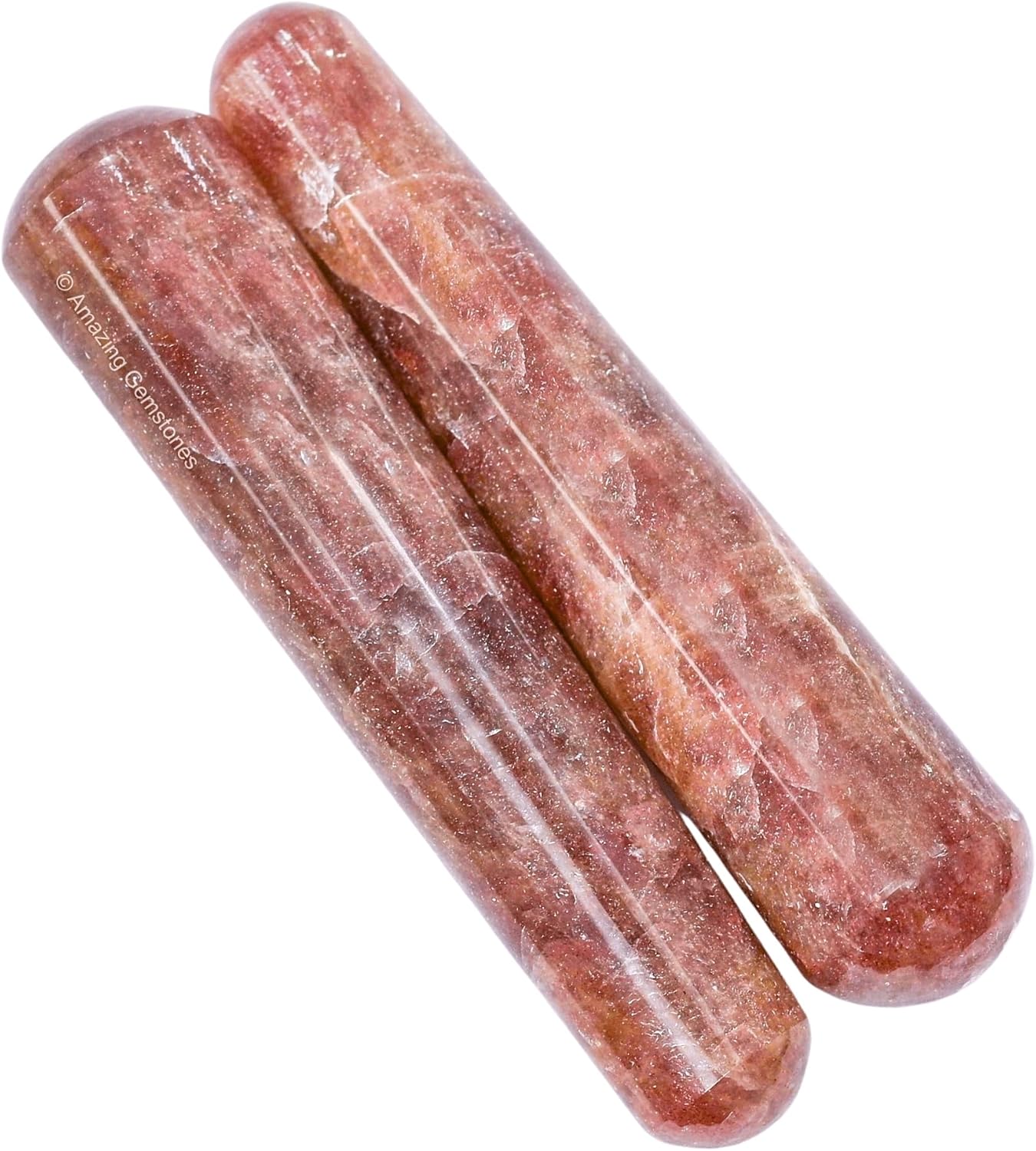 Amazing Gemstone Strawberry Quartz Crystal Wand Massage Stick - Pelvic Wand Gua Sha for Adults - Crystals and Healing Stones Massage Wands for Adults Gifts (Smooth)