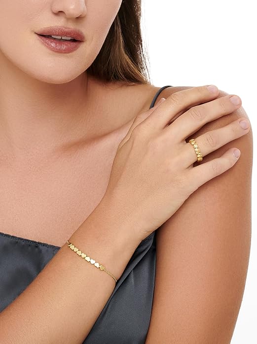 DEVATA Gold or Rhodium Plated Sterling Silver 925 – Eternity, Band Ring for Women – Heart, Knot, Clover, Infinity, Mariner, Cable, Curb, Cuban, Figaro, Daisy, Rope, Ribbed, Dome