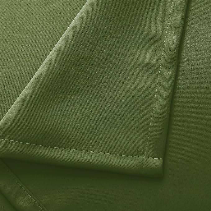 Hiasan RV Blackout Curtains for Bedroom, 52 x 30 Inches Long - Thermal Insulated & Energy Saving Window Curtains for Living Room, 2 Drape Panels Sewn with Tiebacks, Olive Green