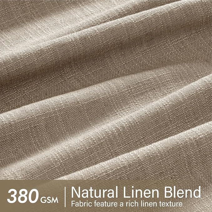 MIULEE Pinch Pleated Thick Linen Curtains 84 Inches Long 2 Panels for Living Room Bedroom, Memory Trained Drapes Pleat Back Tab Light Filtering Grey Beige Window Curtains with Hooks&Rings