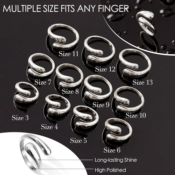 Non Tarnish Gold Chunky Rings for Women, 14K Gold Plated Statement Dome Rings Stacking Silver, Adjustable Mens Eternity Wedding Band Mixed Metal Jewelry Size 3-13