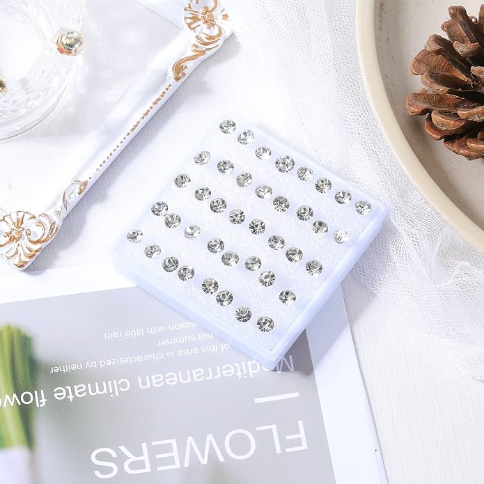 AoedeJ 40 Pcs Colorful Earrings Cubic Zirconia Earrings Studs Hypoallergenic With Plastic Post For Women Multipack
