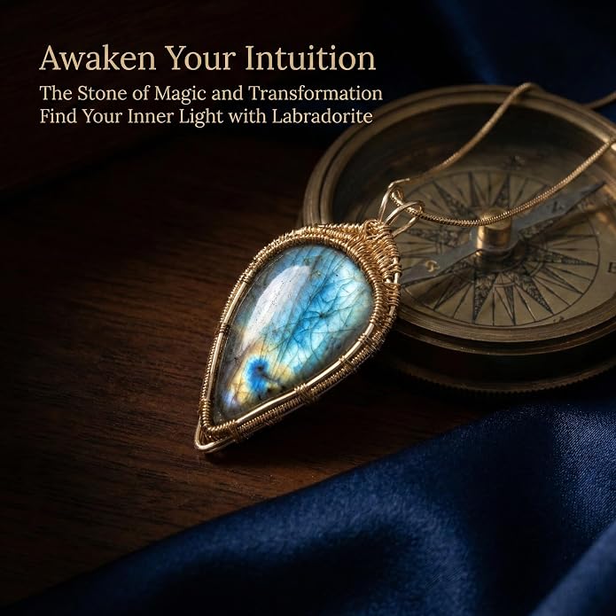 Natural Faceted Labradorite Pendant Necklace – Unique Stone of Magic & Transformation, Iridescent Flash Gemstone Jewelry, Handmade Healing Crystal Gift for Women, Birthday, Anniversary, Spiritual Awakening & Intuition