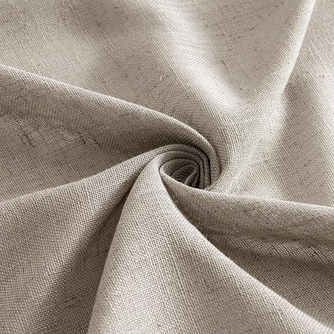 MIULEE Burlywood Birch Linen Curtains 54 Inch Length 2 Panels for Bedroom Living Room, Soft Linen Textured Window Drapes Semi Sheer Light Filtering Back Tab Rod Pocket Farmhouse Burlap Look Decor