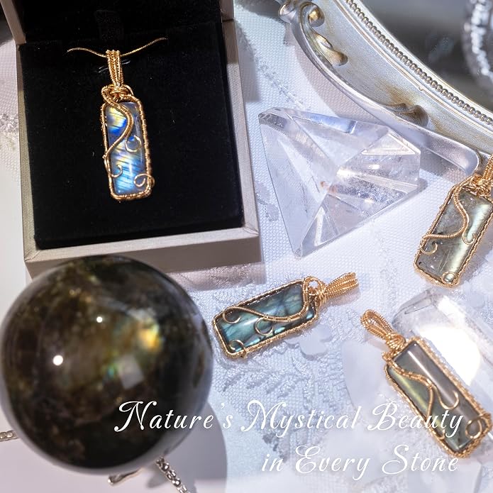 Natural Faceted Labradorite Pendant Necklace – Unique Stone of Magic & Transformation, Iridescent Flash Gemstone Jewelry, Handmade Healing Crystal Gift for Women, Birthday, Anniversary, Spiritual Awakening & Intuition