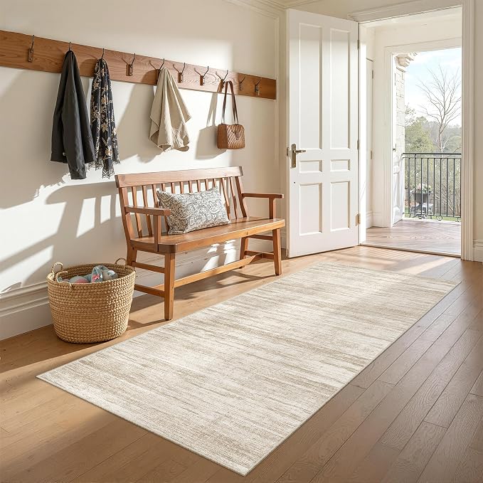 3x6 Runner Rug Non Slip,Washable Hallway Runner Rug,Brown | Neutral Rugs for Kitchen,Entryway,Bedroom,Bathroom,Nursery Room,Thin,Soft Runner Rug,Stain Resistant Indoor Carpet