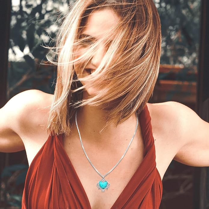 Turquoise Jewelry for Women Men 925 Sterling Silver Pendant Urn Necklaces for Ashes Picture Locket Necklace Thor Hammer Yggdrasil Virgen De Guadalupe St Michael Christopher Judas Witches Knot Necklace