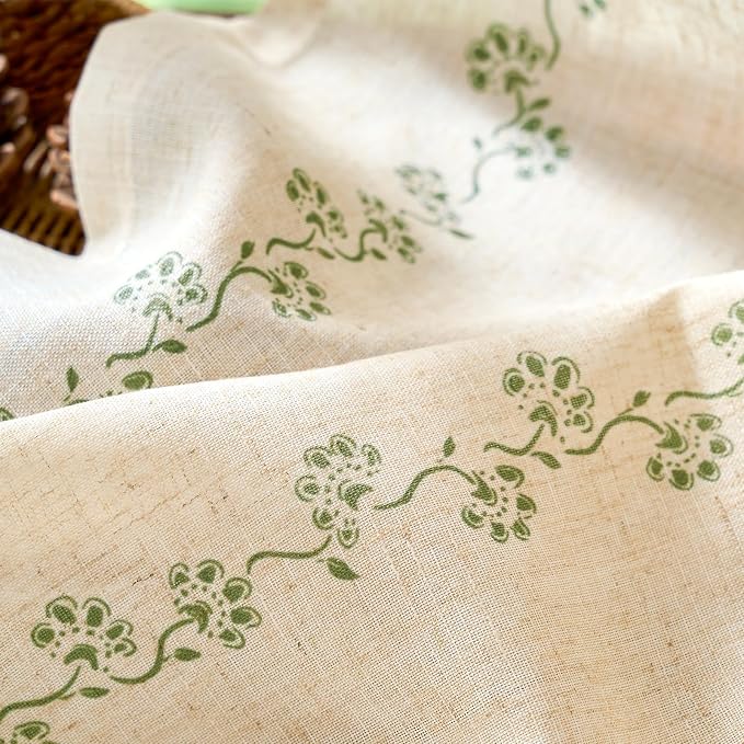 Lazzzy Cathy Linen Floral Curtains for Living Room Privacy Curtains Set of 2 for Bedroom Rod Pocket Back Tab Light Filtering Drapes 8 FT Farmhouse Cottagecore Decor 50"x96" Sage Green on Linen