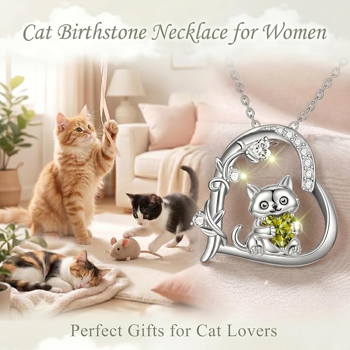 PELOVNY Teddy Bear Necklace for Women 925 Sterling Silver Bear/Highland Cow/Fox/Cat/Axolotl Birthstone Necklace Christmas Birthday Jewelry Gifts for Mom Daughter Wife Sister