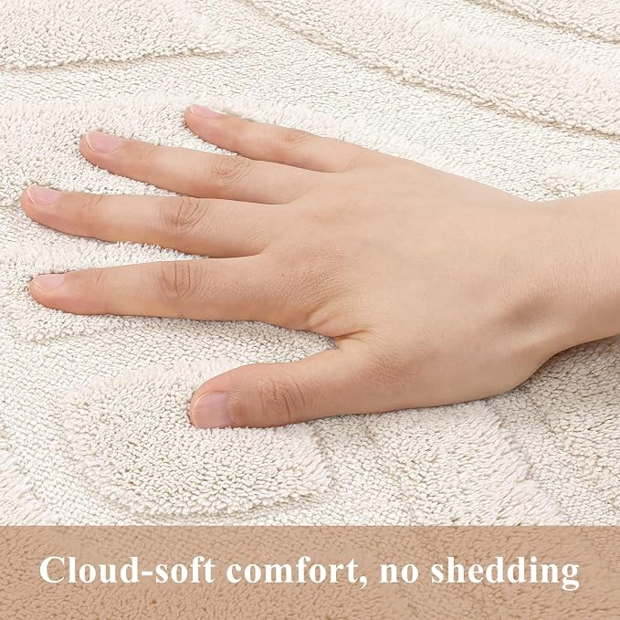 SHACOS 8x10 Large Area Rugs for Living Room Beige Solid Color Soft Fluffy Rug for Bedroom Non Slip Washable Indoor Mat Floor Carpet for Kids Room Nursery Office, High-Low Pile Boho Modern Rug