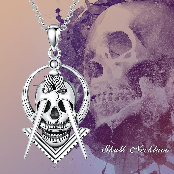 Skull/Skeleton Memento Mori Necklace 925 Sterling Silver Skull/Skeleton Pendant Hourglass Necklace Skull/Skeleton Jewelry for Men Women