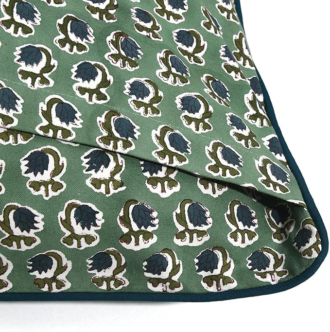 Ridhi Block Print Basil Green Pillow Cover 20" x 20" (Pack of 2) Decorative Couch Pillows for Living Room, Chic Boho Cute Outdoor Pillows Covers Gifts for Spring, Easter and Valentine