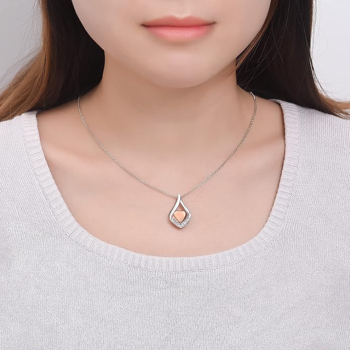 Cremation Jewelry 925 Sterling Silver Teardrop Urn Necklace for Ashes Heart Shape Memorial Keepsake Pendant for Human Ashes for Women Gift