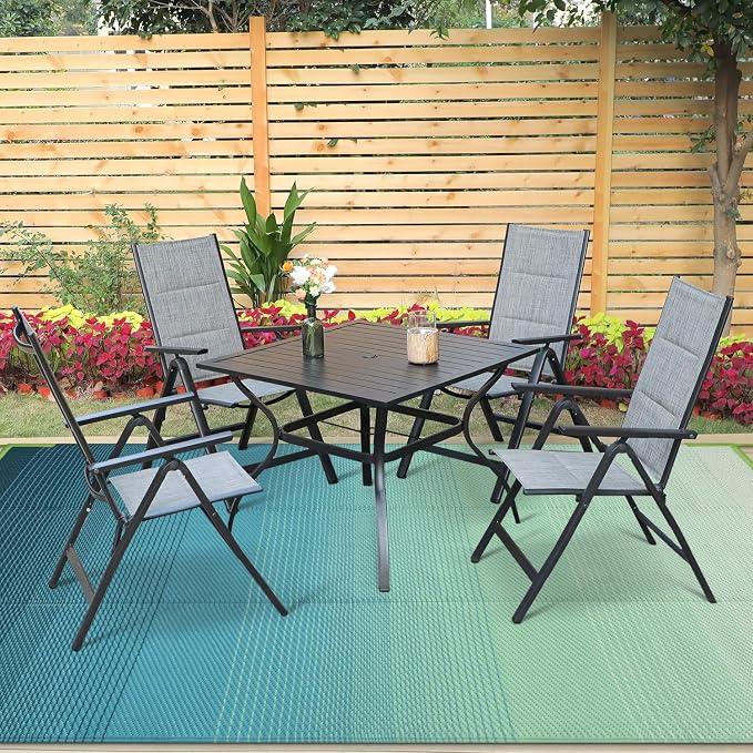 Anidaroel 6x9ft Ombre Outdoor Rug Waterproof, Plastic Straw Outside Rug, Camping Rugs for Outside RV, Large Outdoor Area Rug for Porch, Backyard, Patio Decor(Blue&Green,6'x9')