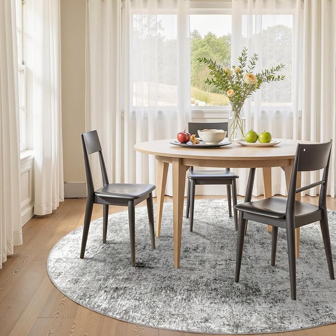 RELEANY Washable Area Rugs 8ft Non-Slip Modern Abstract Soft for Living Room Entryway Bedroom Kitchen, Print Pattern, Gray White Grey