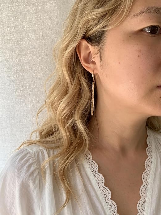 Long Chain Dangle Earrings Dainty Tassel Drop Linear Earrings Hypoallergenic Jewelry