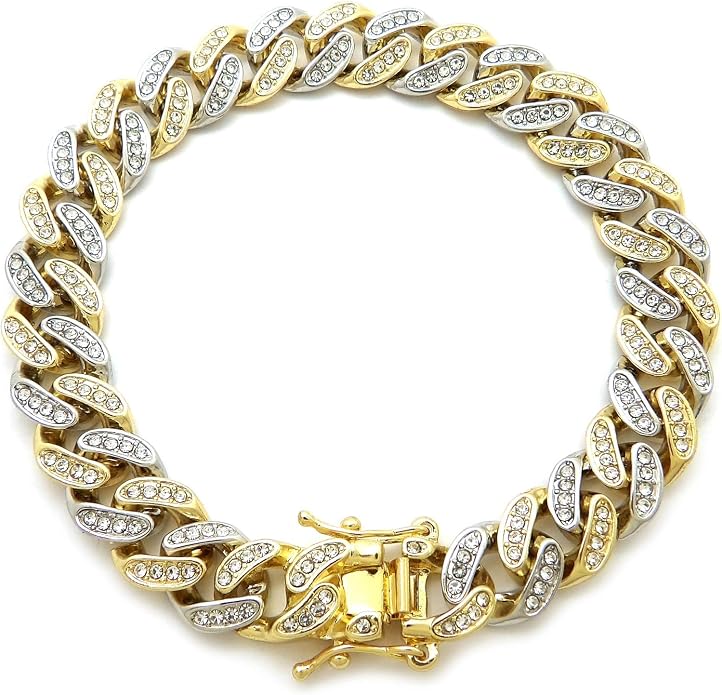 Fashion 21 Women's Stone Filled 10mm, 12mm Various Length Box Lock Cuban Chain Anklet