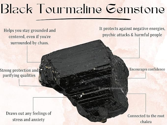 Amazing Gemstone Back Tourmaline Crystal Necklace for Women - Premium Raw Healing Crystals for Gifts for Mom, Mothers, Teen Girls and Girlfriend