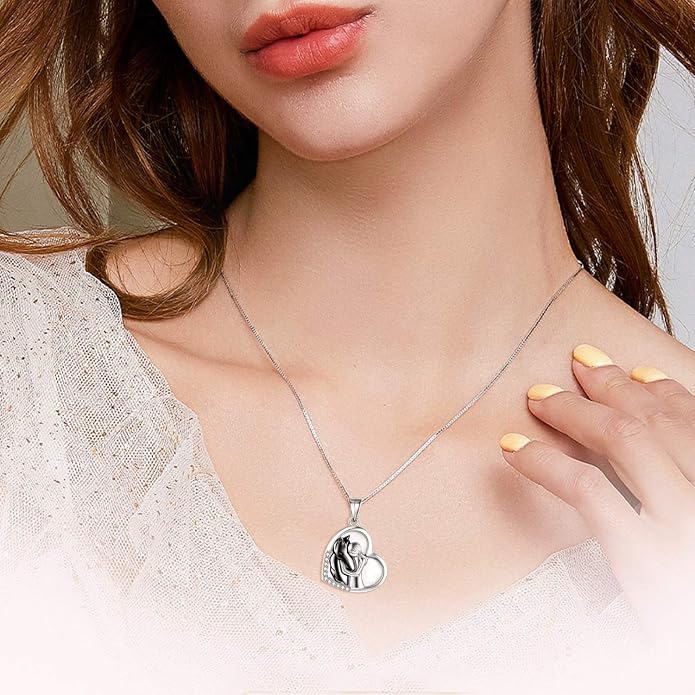 YFN Horse Pendant Necklace Jewelry 925 Sterling Silver Women Embrace Horse Gift For Women