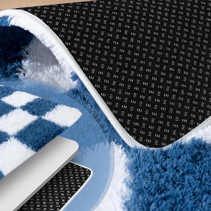 9x12 Area Rugs for Living Room Bedroom, Large Shag Fluffy Rug | Checkered Shaggy Shag Rug, Soft and Comfy, Non Slip Big Fuzzy Carpet for Bedroom Nursery Kids Girls Boys Room Dorm Home Decor